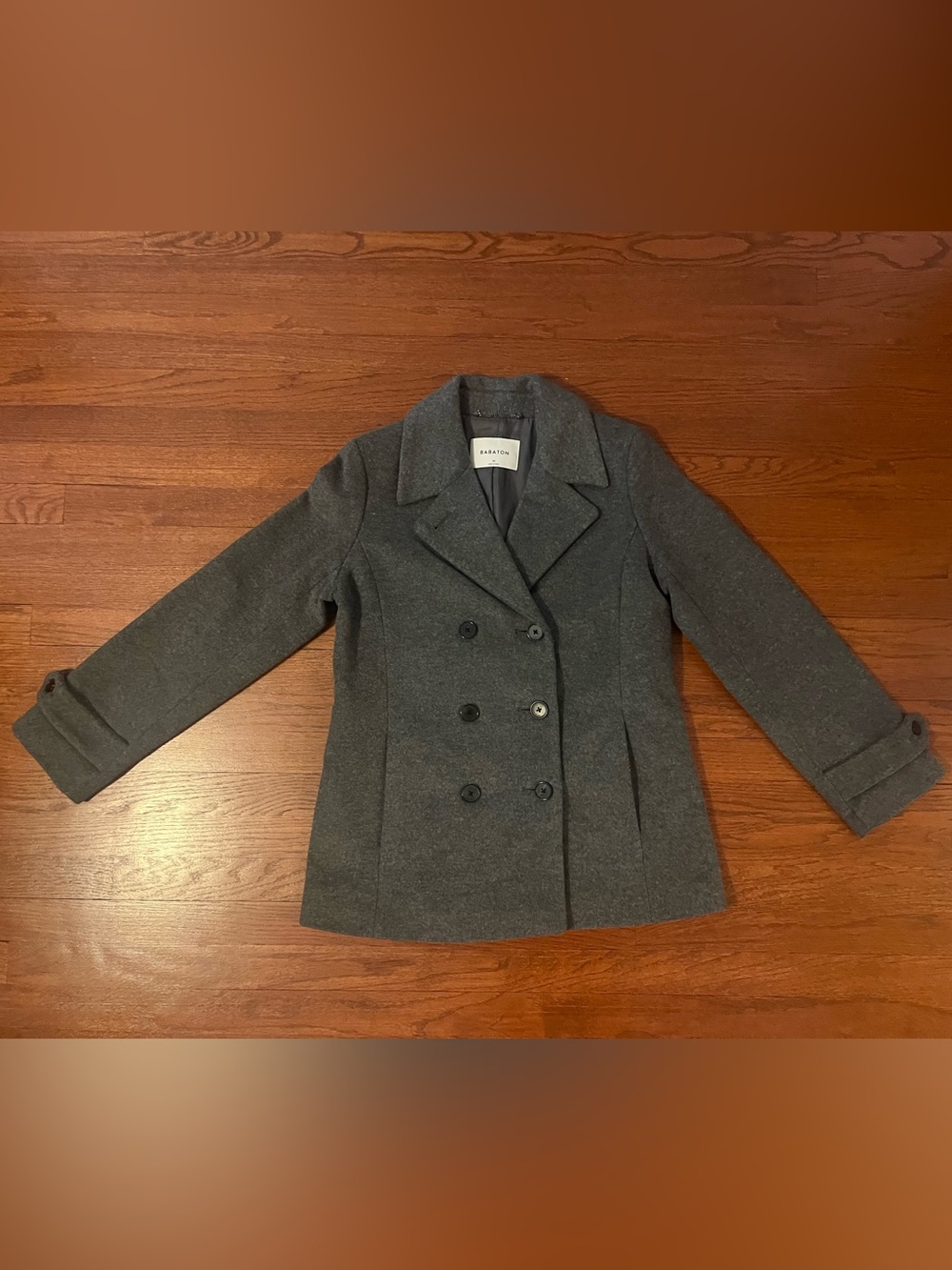 Aritzia Babaton Gray Double-Breasted Peacoat Jacket